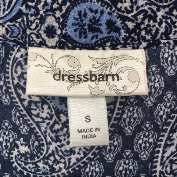 Blue Beaded Embroidered Paisley/Damask Boho V-Neck 3/4 Sleeve Tunic - Sz S - Picture 3 of 14